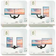 13-32" Monitor/LED TV, Gas Spring Wall Mount for 360 Degree Swivel & Tilt View (Dual Monitor Wall Arm)