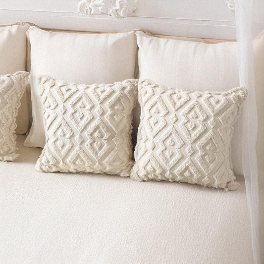 MOMISY Corduroy Cushion Throw Pillow Covers, Diamond, 45 x 45 cm, 18 x 18 inch (2, Beige2)