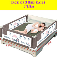 Syga Blue Bed Rail Guard, Elephant Pattern Portable Safety Guardrail for King/Queen Size Bed - 88cm Tall_(1.5m)