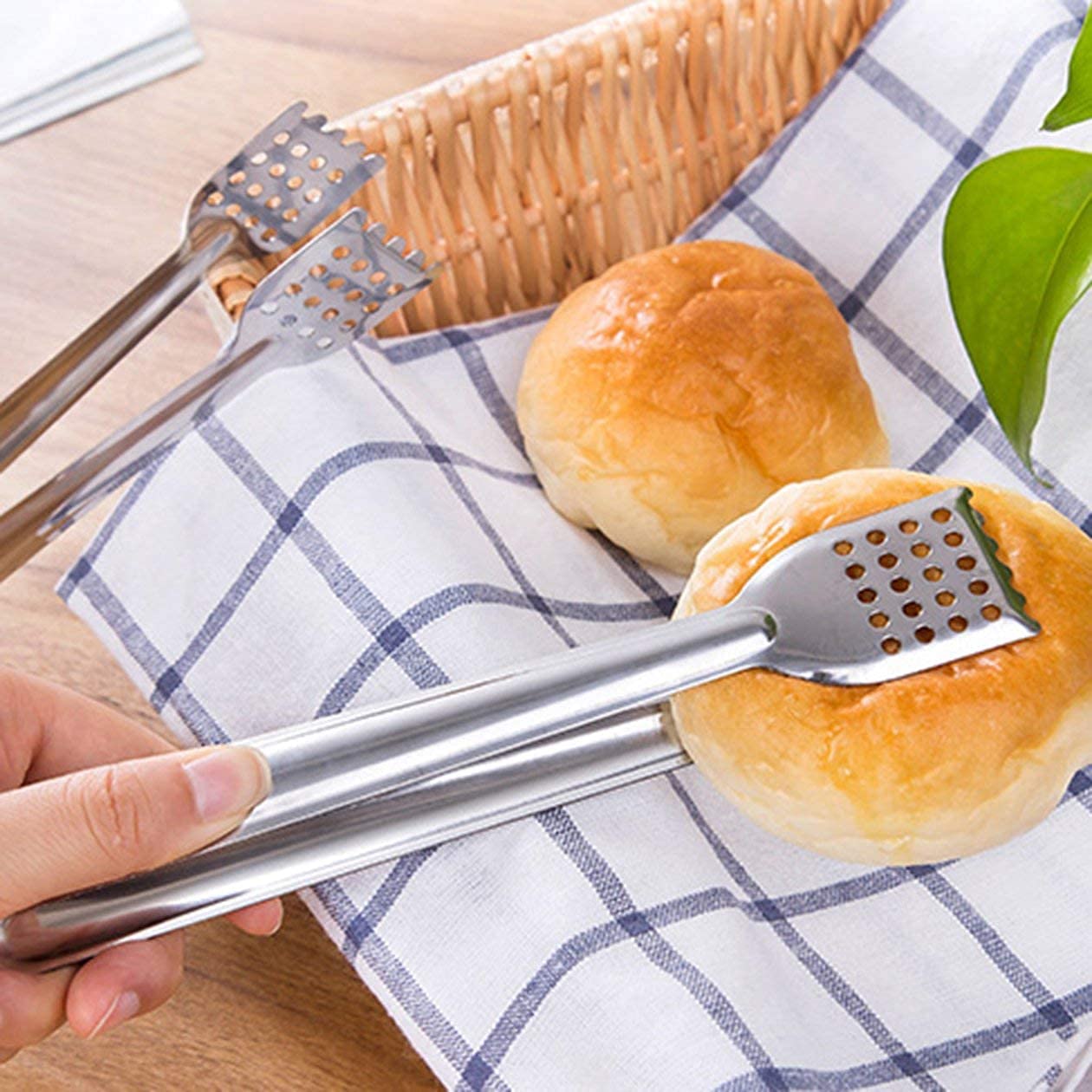 SYGA 1 Piece Stainless Steel Perforated Food Clip Bread Clip Barbecue Steak Food Clip