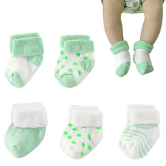 MOMISY 5 Pairs Baby Girl Boys kids Tube Socks Toddlers Infant (Green, 0 year to 1 year)