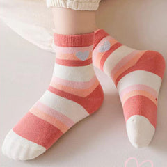 MOMISY 5 Pairs Baby Kids Girl Boys Tube Socks Toddlers Comfortable Ankel Length gifts (Heart, 1 to 3 year)