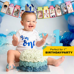 SYGA 1 to 12 Month Rainbow Baby and Couple Banner with Front Side Photo Space & Sweet Memory Writing Space Back Side of Banner(Multicolor)