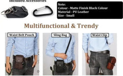 MOMISY Leather Crossbody Sling Bag, Mobile Cell Phone and Passport Holder, Travel Waist Pouch Holster for Men and Women (Black)