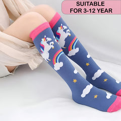 MOMISY 3 Pairs of kids girls Spring Winter And Autumn Combed Cotton Long Tube Knee-High Socks Suitable Age of 3 to 12 Years (IN, Age, 3 Years, 12 Years, 3, 01)