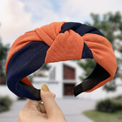 MOMISY Knotted HeadBand for Women Cute Hair Hairband Fashion Turban Cross Knotted Hair Band Accessories for Women and Girls (Navy Brown)