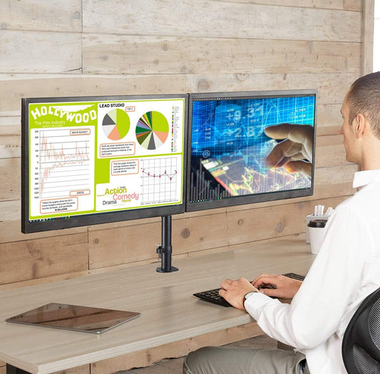 Gitru Dual Monitor Desk Mount, Free Stand for 2 Screens 14-27 Inch, VESA 75x75mm, 100x100mm, C Clamp Type (Dual(2) Monitor Clamp)