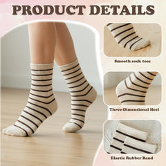MOMISY Unisex Striped Crew Socks Cotton Blend Casual Socks with Horizontal Stripe Design (Multicolor)