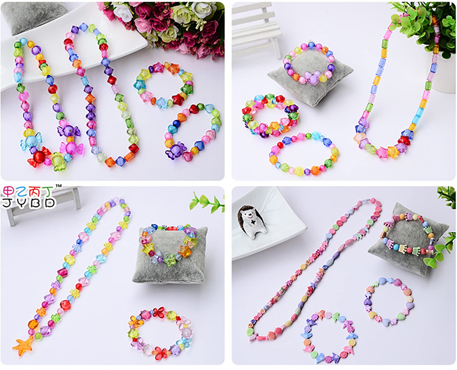 SYGA Plastic Beads for Kids Crafts Children's Jewelry Making Kit DIY Bracelets Necklace Hairband and Rings Craft Kits Birthday for 4, 5, 6, 7-Year-Old Little Girls(DIYBeadsSet-6) Multicolor