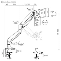 White Mulberry |DIY| Heavy-Duty Mechanical Spring Monitor Arm | Desk Mounted Monitor Stand for 17-45 Inch Monitor |16Kg Screen Capacity|VESA 75X75&100X100|Adjustable Desk Mount-(Single Screen)