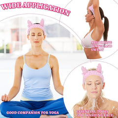 MOMISY Elastic Lovely Hair Band, Washable Facial Band, Makeup Wrap Headbands for Women (PInk, Medium)