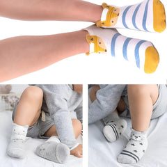 MOMISY 5 Pairs Baby kids Girl Boys Toddlers InfantmCotton Stretch Baby Socks (IN, Age, 12 Months, 24 Months, Cat Stripe)