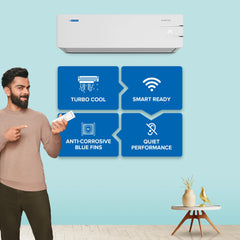 Blue Star 1.5 Ton 3 Star, Inverter Split AC (Copper, 5 in 1 Convertible, Turbo Cool, Energy Saver, Blue Fins, ID318YKU, White)