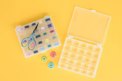 Syga Plastic White Transparent 25 Grid Storage Box with Bobbins
