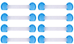 SYGA 8 Pcs Baby Safety Locks | Child Proof Cabinets, Drawers, Appliances, Toilet Seat, Fridge and Oven | Tools Not Required | Uses Dual Adhesive Tape and Latch System (Blue Lining)