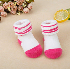 SYGA Set of 3 Baby Warm Thick Turn Cuff Ankle Cotton Soft Warm Inter Socks Set of 3 0-12 Months Baby