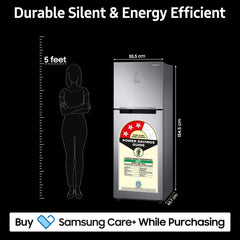 Samsung 236 L, 3 Star, Convertible, Digital Inverter with Display Frost Free Double Door Refrigerator (RT28C3733S8/HL, Silver, Elegant Inox)