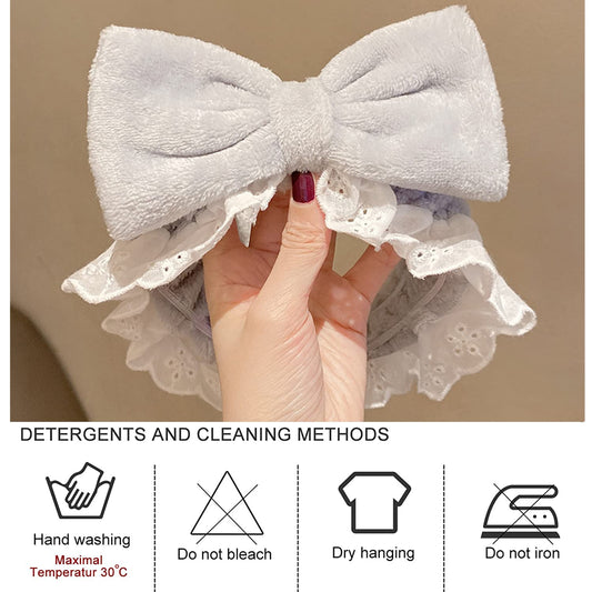 MOMISY Elastic Lovely Hair Band Wash Face Spa Headband-Washable Facial Band Makeup Wrap Headbands for Women (Grey-White)