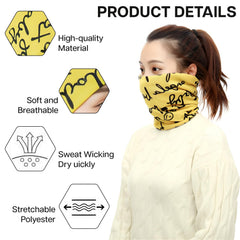 MOMISY Women Unisex Winter Beanie Hat & Neck Warmer | Knitted Multifunctional Scarf Cap with Letter Print | Warm Pullover Hat (in, Alpha, Free Size, YellowLetter)