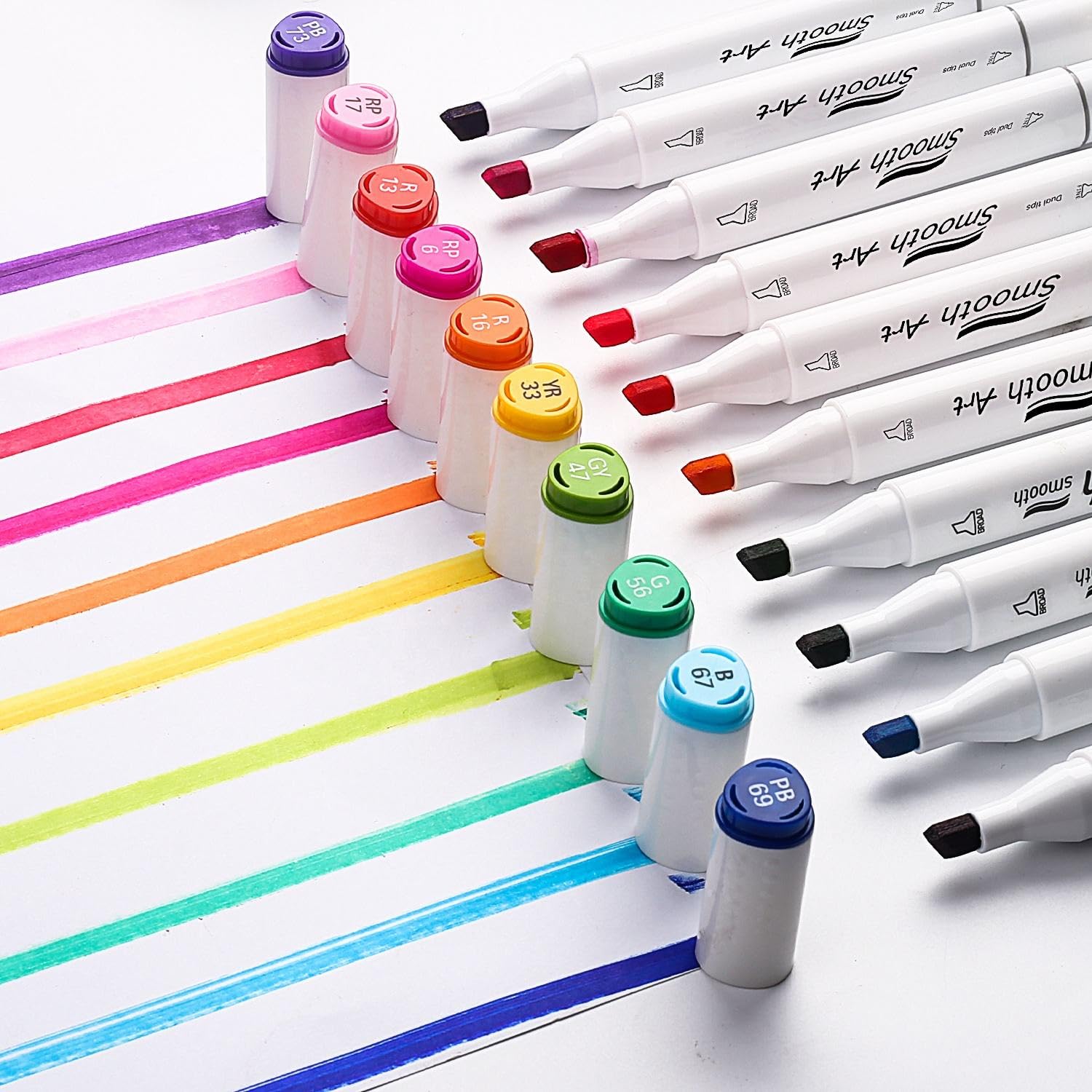 SYGA 168 Graphic Marker Set, Dual Tips Blender Art Markers for Drawing Sketching Coloring Artist Pens and Underlining, Professional Permanent Sketch Markers for Kids and Adult (Multicolor)