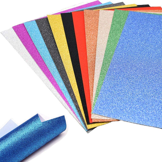 SYGA A4 Foam Glitter Paper, 10 Sheets Glitter Self-Adhesive Sticker Sticky Back Craft Art Sparkling Sign Gemstone Metallic Color for Children's Craft Cutters Art Multicolor