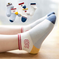 MOMISY 5 Pairs Girl Boys Tube Socks Toddlers Infant Solid Color Boat Spring and Autumn Socks Stretch Baby kids Sock (Symbol, 9 Year to 12 Year)