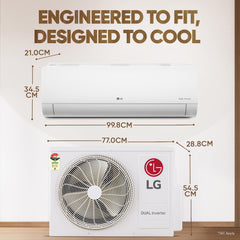LG 1.5 Ton 5 Star DUAL Inverter Split AC (Copper, AI Convertible 6-in-1, VIRAAT Mode, Faster Cooling & Energy Saving, 4 Way Swing, HD Filter with Anti-Virus Protection, US-Q19QNZE1, White)