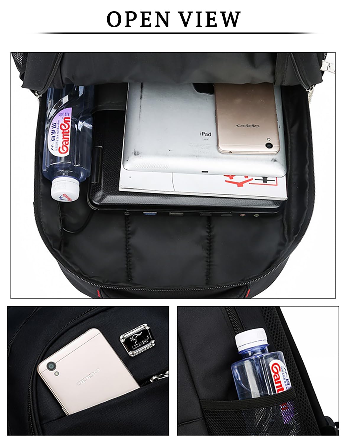 SYGA Men's Business Multifunctional Backpack, Large Capacity Waterproof Travel & Laptop Bag - Black