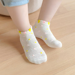 MOMISY 5 Pairs Baby Girl Boys Tube Socks Toddlers Infant Solid Color Boat Spring and Autumn Socks Stretch Baby Sock - Multicolor (IN, Age, 8 Years, 12 Years, Net Flower)