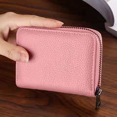 MOMISY PU Leather Credit Debit Card Holder Wallet Card Case ID Case Organizer Holder Zipper Wallet Coin Purse for Men & Women (20 Slots PVC Pink)