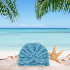 SYGA Baby Turban Cap Unisex Winter Woolen Warm Hat Bowknot Knitted Infant Toddler Cap 0-3 Years Beige