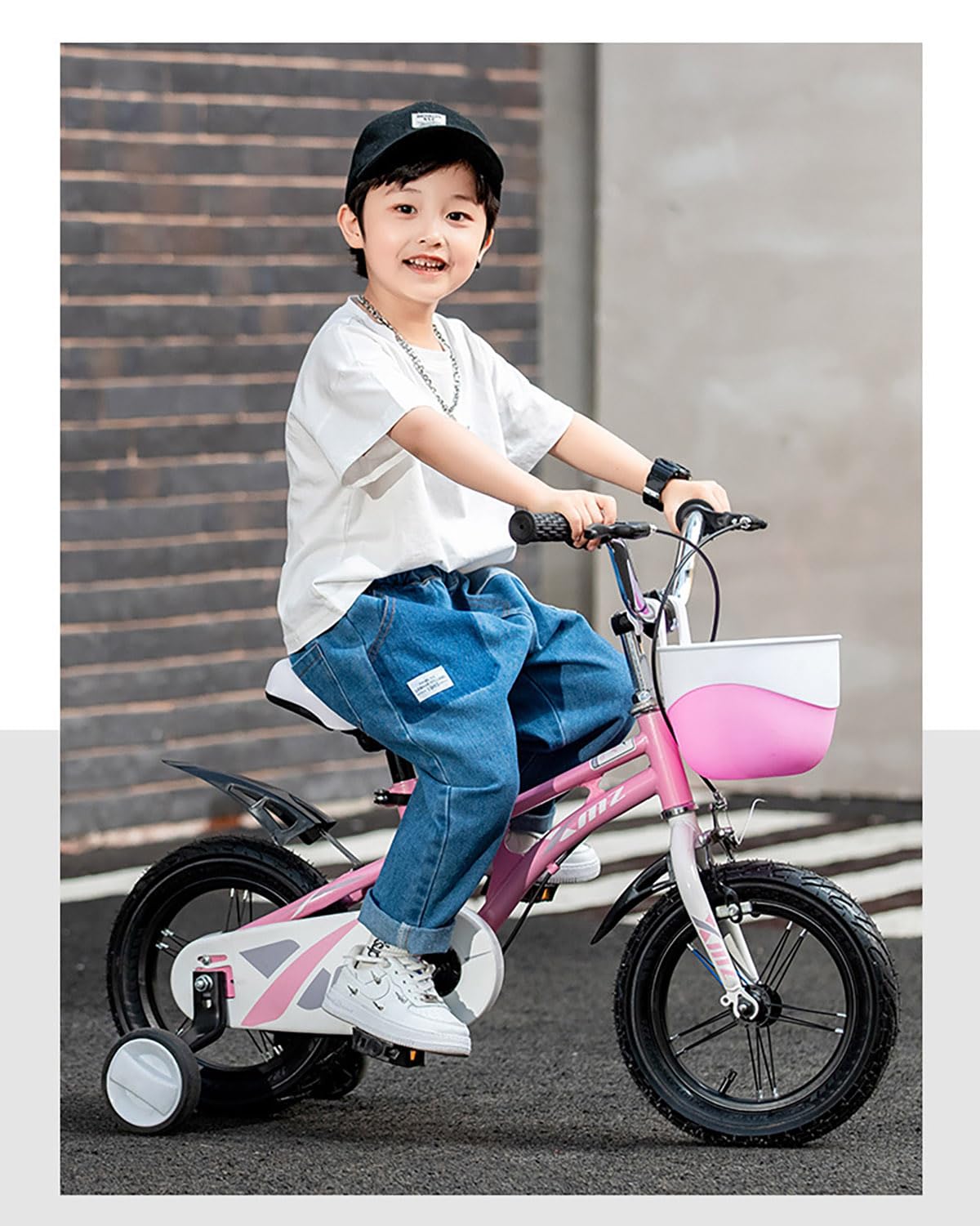 SYGA Bicycles for Kids 3-6 Years Old 14-inch Children's Basket Bicycle (14 INCH, Pink)