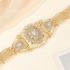 SYGA Women's Hollow Diamond Waist Chain Flower Body Waist Chain Sun Flower Cross-Border Ancient Ethnic Style Kamarband For Saree & Dress(Gold)