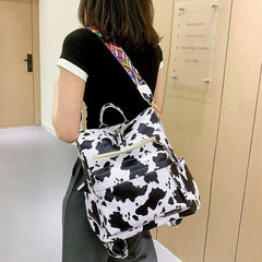 MOMISY Backpack Women Multipurpose handbag and Shoulder Bag PU Leather Travel Daypack Waterproof Ladies Girls- White Cow