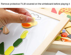 SYGA Wooden Kids Educational Toys Magnetic Easel Double Side Dry Erase Board Puzzles Games