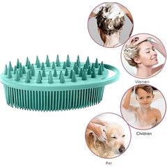 MOMISY Ultra Soft 2-in-1 Body & Shampoo Brush, Exfoliating Silicone Bath Scrubber, Premium Silicone Loofah, Scalp Massager (Green)