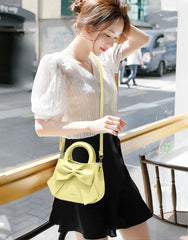 SYGA Women Bow Handheld Shoulder Bag Crossbody Fresh And Sweet Girly Style Small Bucket Bag (Pink)