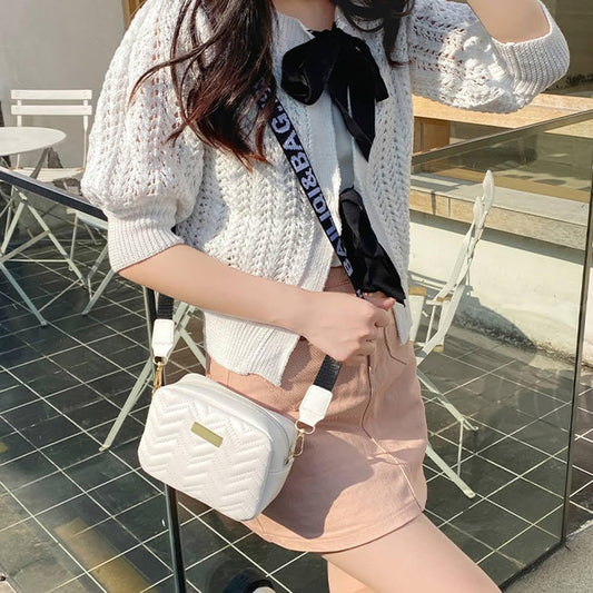 SYGA Women's Printed White Shoulder Strap Crossbody Small Square Bag Avy Pattern Embroidered