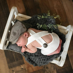 MOMISY Baby Photography Prop Outfit, Dungaree Costume, 0-3 Months, Newborn (IN, Age, 0 Months, 3 Months, Regular, Baby, White)