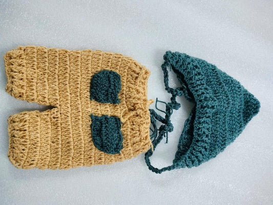 MOMISY Newborn Photography Prop Set, Crochet Cap and Pants, Handmade Costume (KhakiGrey)