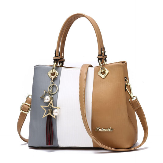 SYGA Handbags for Women with Multiple Internal Pockets in Pretty Color Combination, Women's Satchel Handbag(KHAKI)