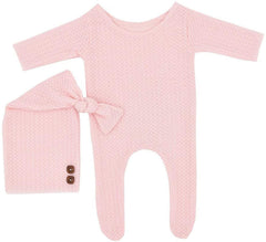 MOMISY Stretchable Bodysuit & Cap for Baby Boys Photography Photoshoot Props Costume- Light Pink