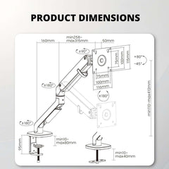 Robustt Computer PC Monitor LED TV Desk Mount Stand with Articulating Center Arm Joint | for 15" to 33" Screens Full Motion Mount | Height Adjustable | Gaming Screen - Pack of 1