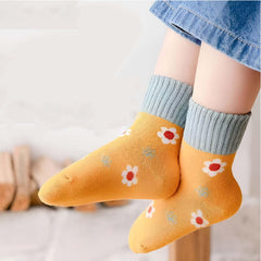 MOMISY 5 Pairs Baby Girl Boys Tube Socks Toddlers Infant Stretch fit-Sweet Flower - Multicolor (Sweet Flower, Medium)