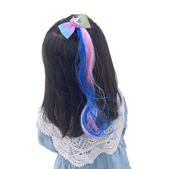 SYGA Children's Cute Cartoon Pony Unicorn Bow Hair Extensions For Girls three colors Hairpin Wig Headdress Colorful Wig(Multi-03)
