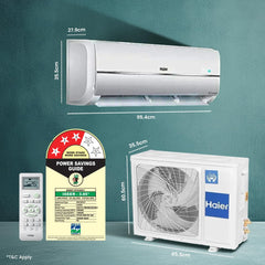 Haier 1 Ton 3 Star Twin Inverter Split AC (Copper, 7 in 1 Convertible, Frost Self Clean, HD Filter, Cools at 54Â°C, Long Air Throw - HSU11V-TMS3BN-INV,White)