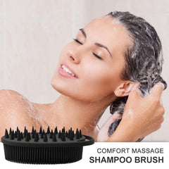 MOMISY Ultra Soft 2-in-1 Body & Shampoo Brush, Exfoliating Silicone Bath Scrubber, Premium Silicone Loofah, Scalp Massager (Black)