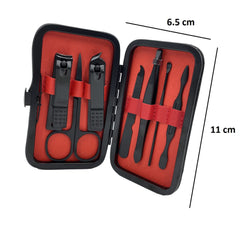 SYGA Black Nail Clippers Nail Cutter Scissors Beauty Nail Tool Manicure Set with Leather Case - Set of 7