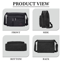MOMISY Canvas Sling Cross Body Bag Travel Side Bag Office Messenger Bag Business Bag Multi Pocket Shoulder Bag Money Bag for Adults, Men and Women (Black)