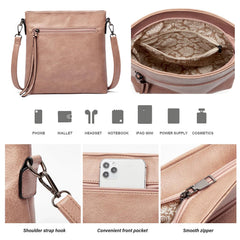 SYGA PACK OF 3 Women's Bags Large-Capacity Soft Leather Hobo Bag,Sling Bag With Clutch(PINK)
